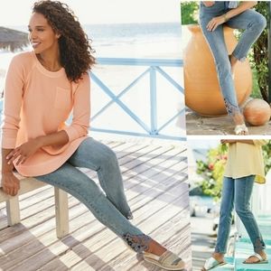 Soft Surroundings Touch Of Lace Jeans Sz 8P